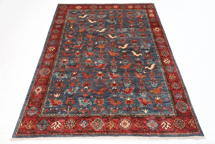 150 x 200 cm | Navy Afghan Tribal Hand Knotted Veg Dye Wool carpet