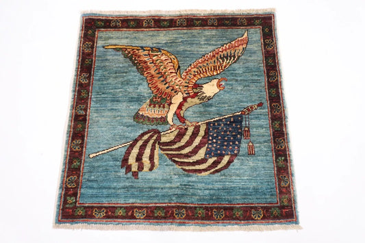80 x 82 cm | Falcon Afghan Tribal Hand Knotted Wool Carpet
