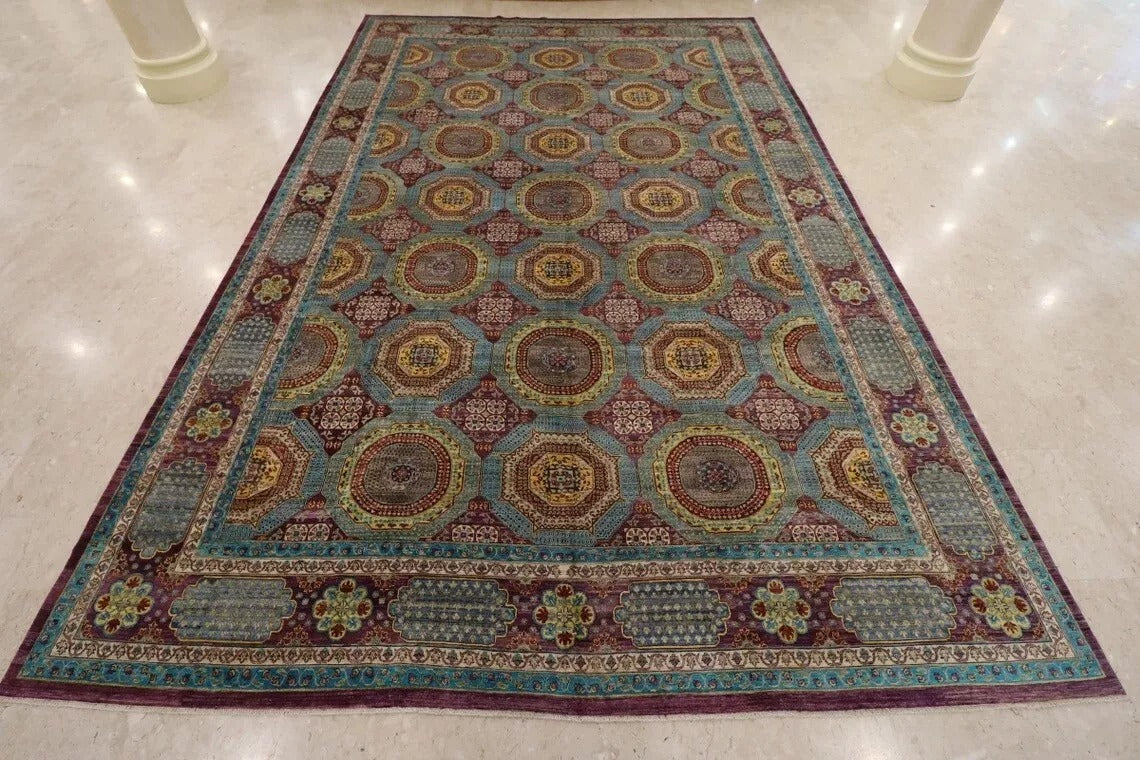 408 x 610 cm | beautiful purple Large Size Area Rug Afghan Hand Knotted carpet