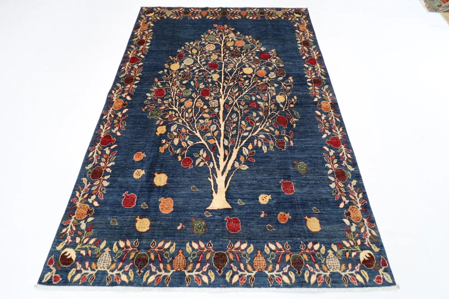 171 x 242 cm | Pomegranate Afghan Tribal Hand Knotted Veg Dye Wool Carpet