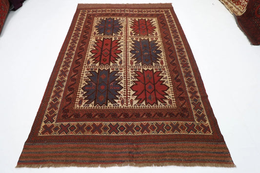 188 x 266 cm | Barjesta Flat Weaved Afghan Tribal Hand Knotted Wool Carpet kilim