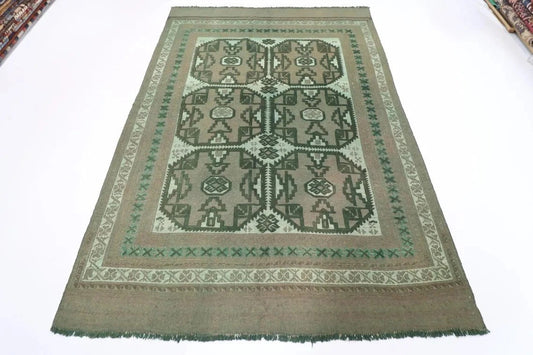 182 x 264 cm | Barjesta Flat Weaved Afghan Tribal Hand Knotted Over dye Wool Carpet Kilim