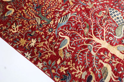 303 x 419 cm | Birds Red Afghan Tribal Hand Knotted Carpet
