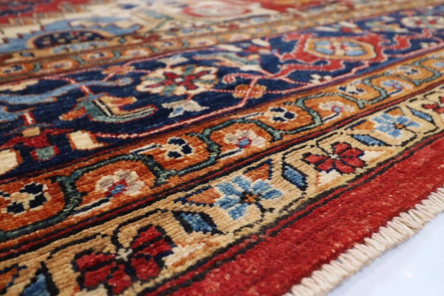 368 x 461 cm | Afghan Heriz Red Handmade Large Size Area Rug Hand Knotted Carpet Living Room Rug