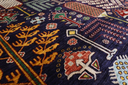 203 x 289 cm | Plants and Trees Afghan Tribal Hand Knotted Carpet