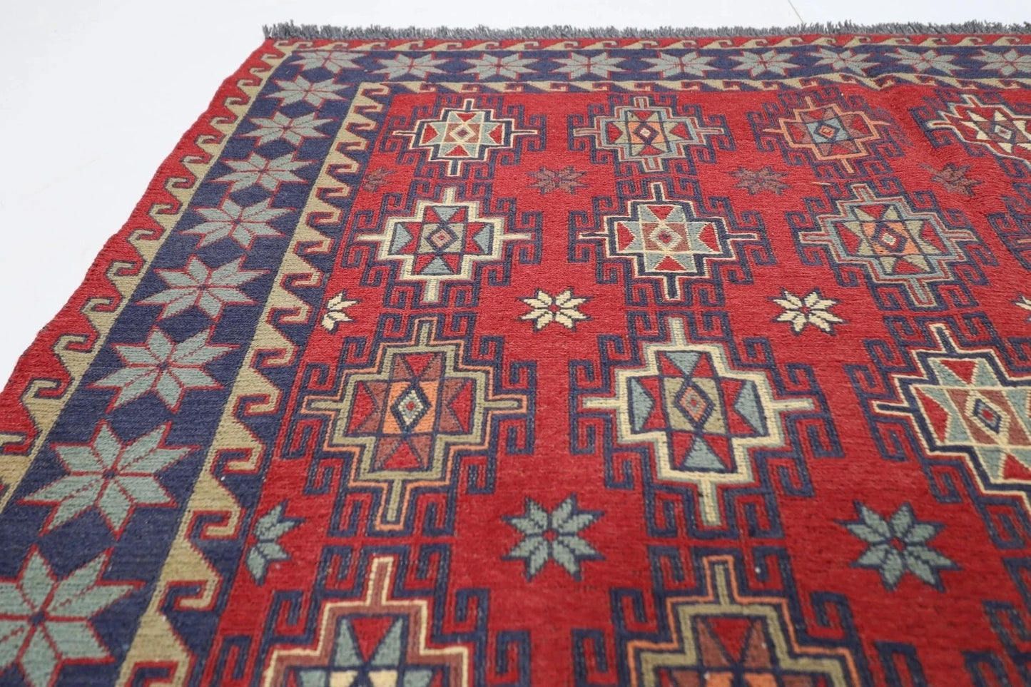 136 x 181 cm | Sumak Tribal Hand Knotted Veg Dye Wool Kilim