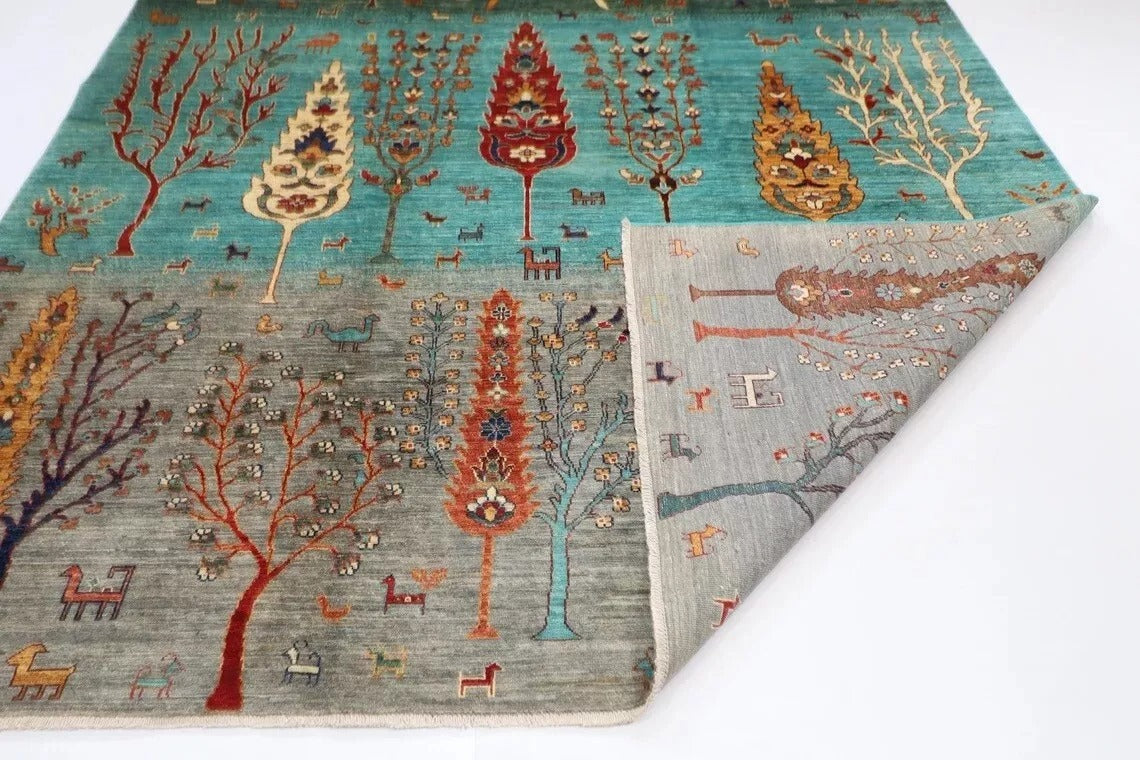 252 x 299 cm | Tree Afghan Tribal Hand Knotted Carpet