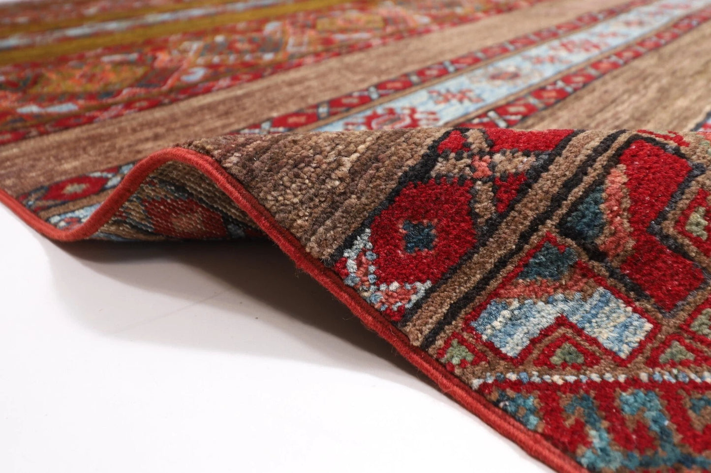 198 x 290 cm | Striped Afghan Tribal Hand Knotted Carpet