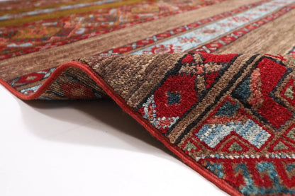 198 x 290 cm | Striped Afghan Tribal Hand Knotted Carpet