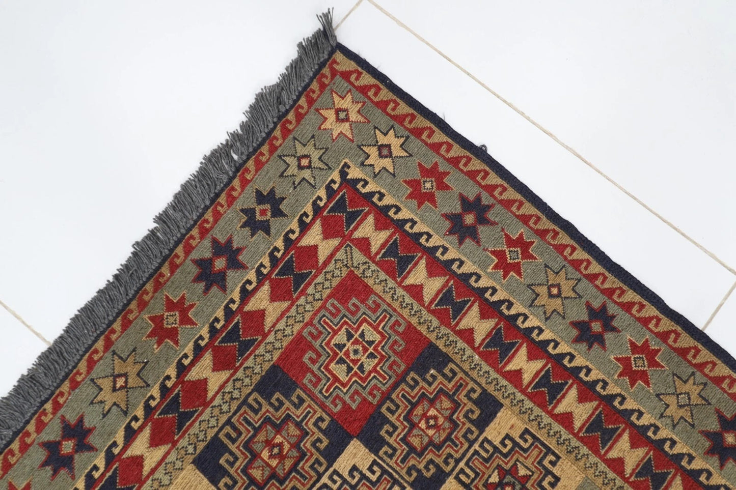229 x 301 cm | Sumak Afghan Tribal Hand Knotted Kilim