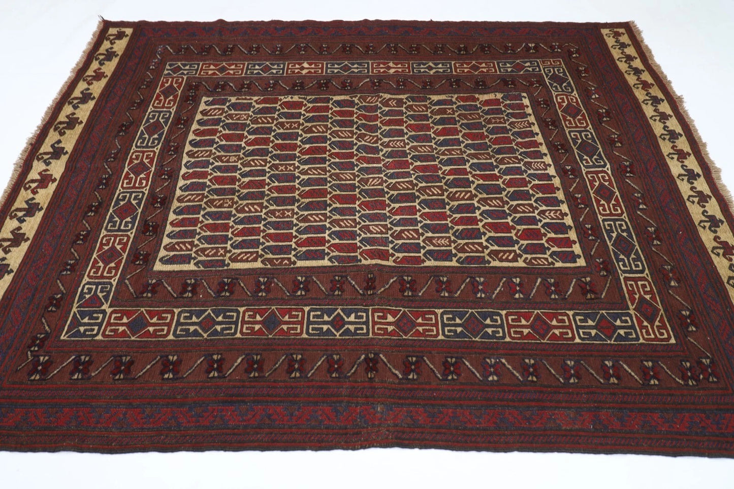 188 x 245 cm | Vintage Kilim Afghan Tribal Hand Knotted Veg Dye Wool Carpet