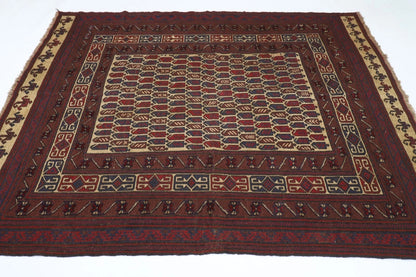 188 x 245 cm | Vintage Kilim Afghan Tribal Hand Knotted Veg Dye Wool Carpet