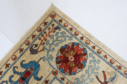 184 x 268 cm |  Suzani Beige Afghan Tribal Hand Knotted Veg Dye Wool carpet