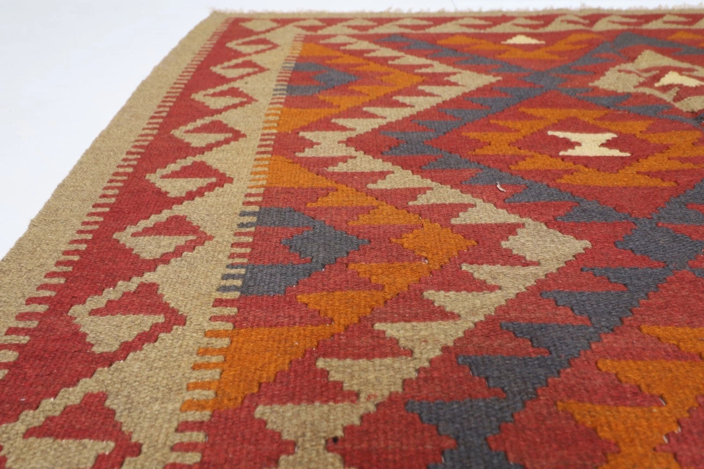 144 x 244 cm | Flat Weave Afghan Tribal Hand Knotted Veg Dye Wool Carpet