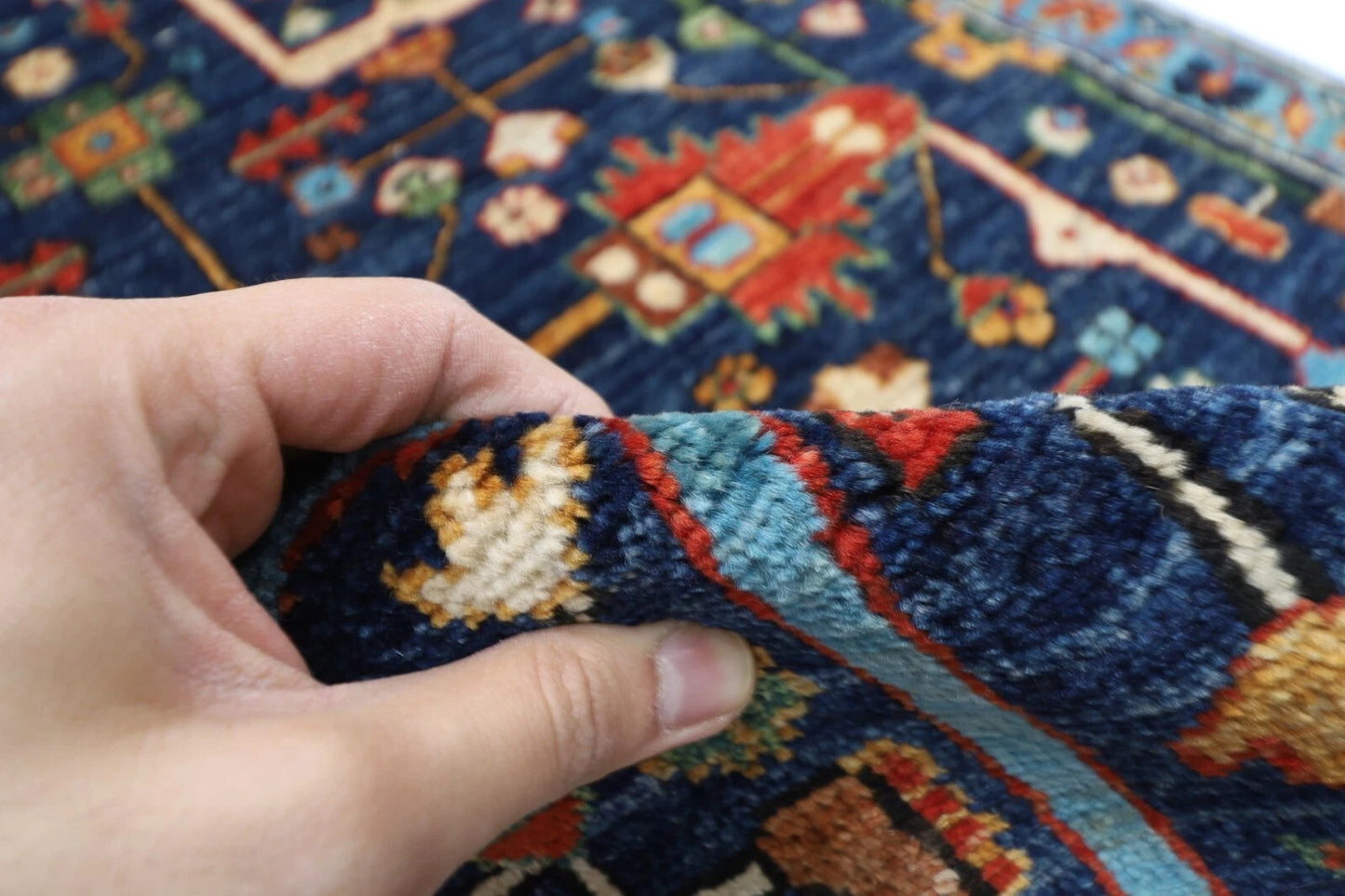 84 x 305 cm | Navy Blue Afghan Tribal Hand Knotted Wool Runner