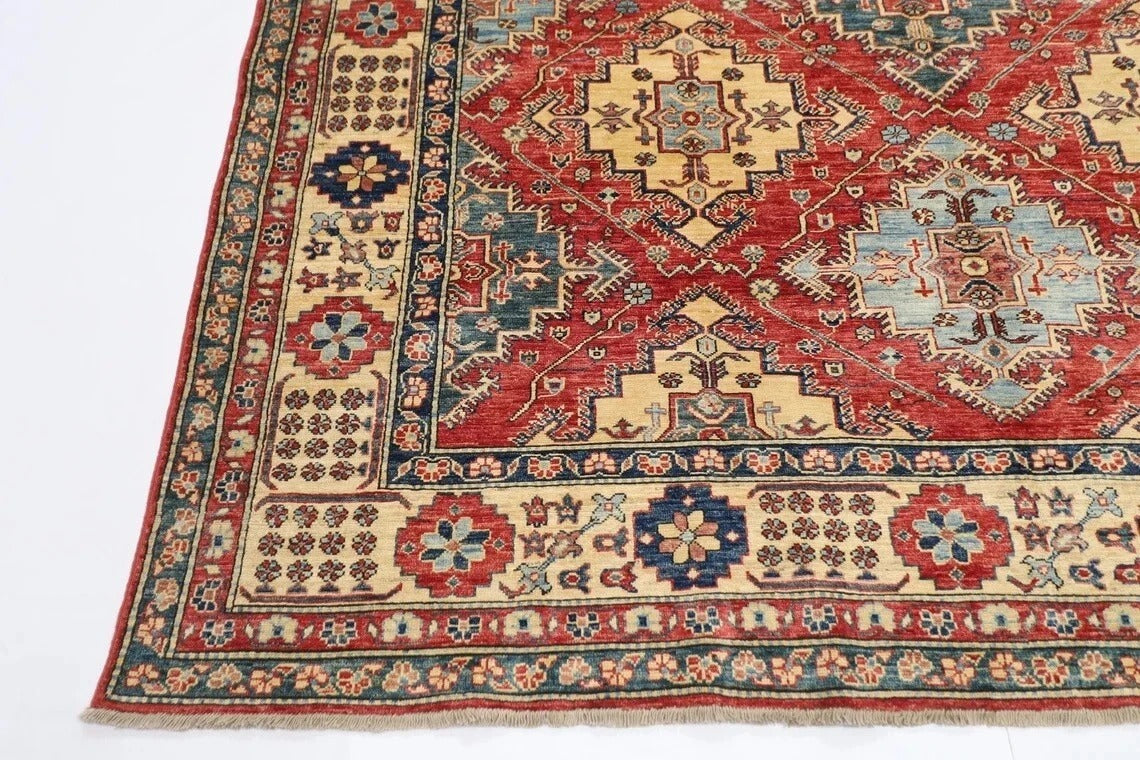 231 x 336 cm | Kazak Afghan Tribal Hand Knotted Carpet