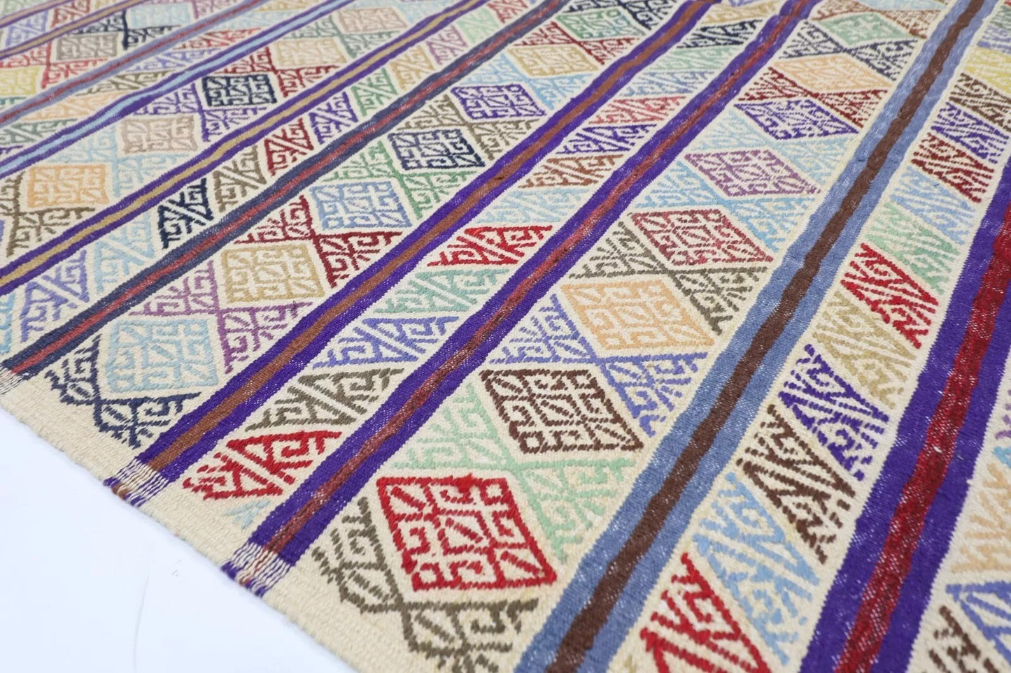 195 x 299 cm | Flat weaved Afghan Tribal Hand Knotted Carpet