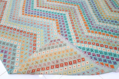 313 x 396 cm | Flat Weaved Afghan Tribal Hand Knotted Kilim