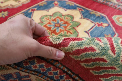 120 x 160 cm | Kazak Afghan Tribal Hand Knotted Veg Dye Wool carpet