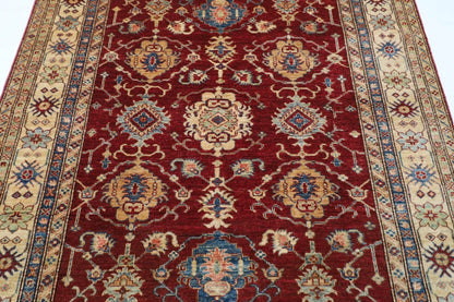 178 x 260 cm | Kazak Red Afghan Tribal Hand Knotted Veg Dye Wool Carpet