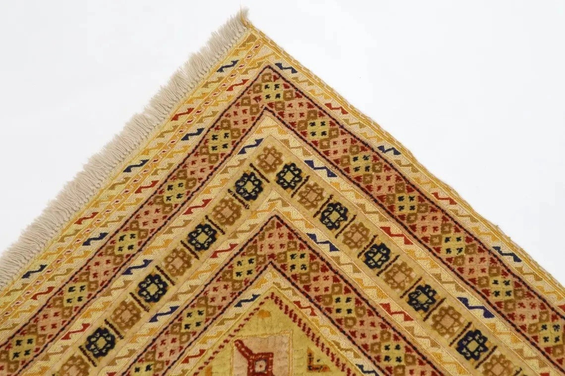 160 x 192 cm | Accent Afghan Tribal Hand Knotted Veg Dye Wool Carpet