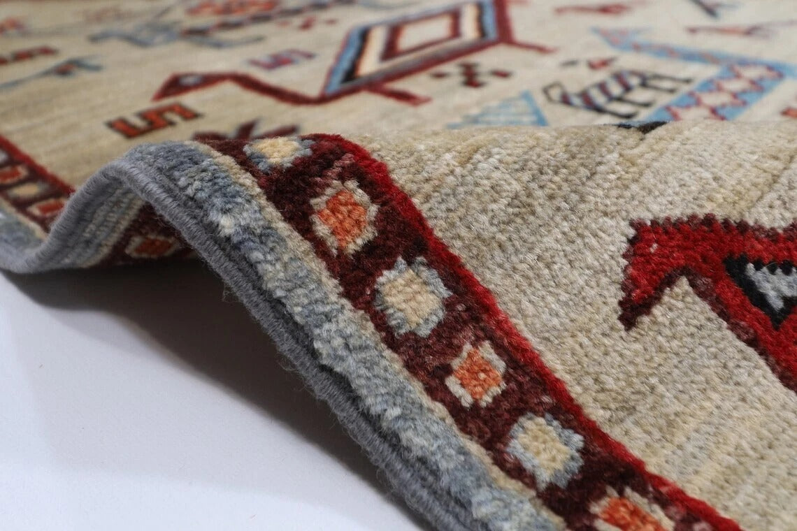 250 x 301 cm | Animal Print Afghan Tribal Hand Knotted Carpet