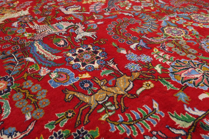 302 x 479 cm | Red Geometric Large Size Area Rug Hand Knotted Carpet Blue Color Rug