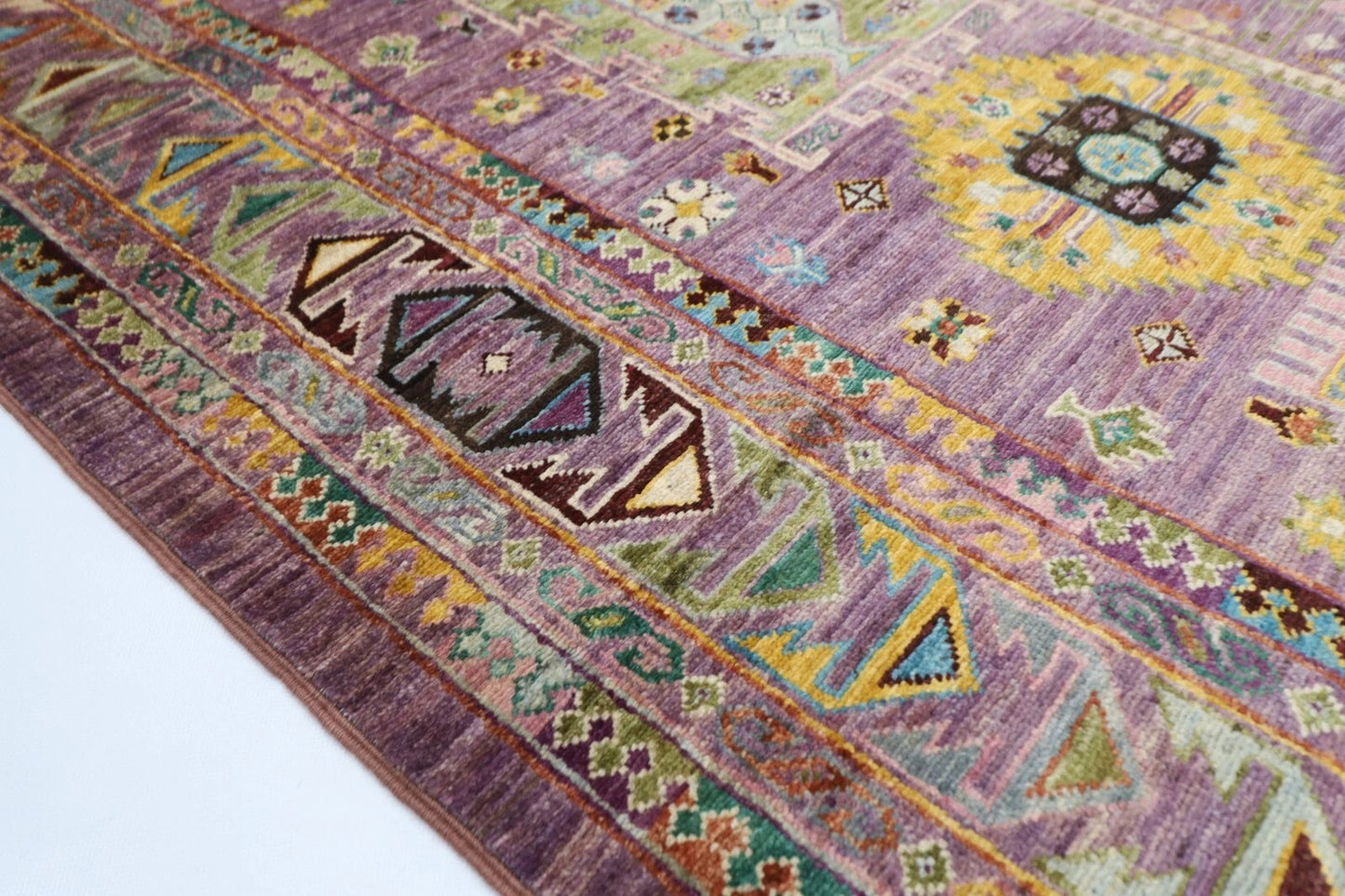 168 x 252 cm | Waziri Pink Afghan Tribal Hand Knotted Veg Dye Wool Carpet