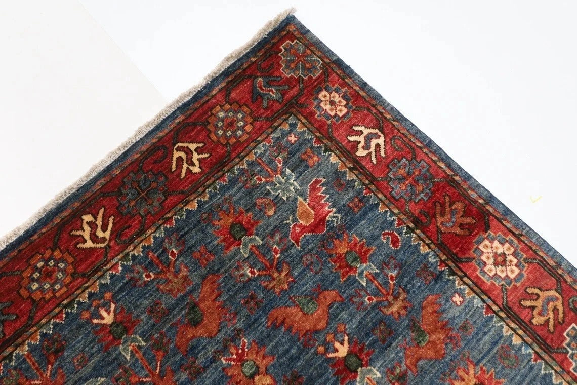 150 x 200 cm | Navy Afghan Tribal Hand Knotted Veg Dye Wool carpet