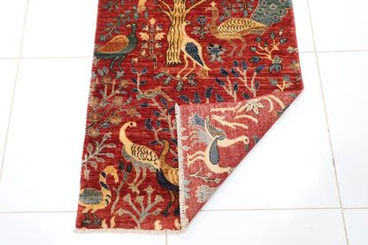 81 x 385 cm | Birds Afghan Tribal Hand Knotted Wool Runner