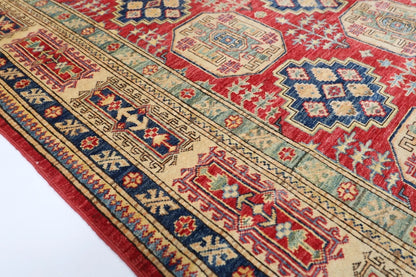 172 x 253 cm | Kazak Afghan Tribal Hand Knotted Veg Dye Wool Carpet