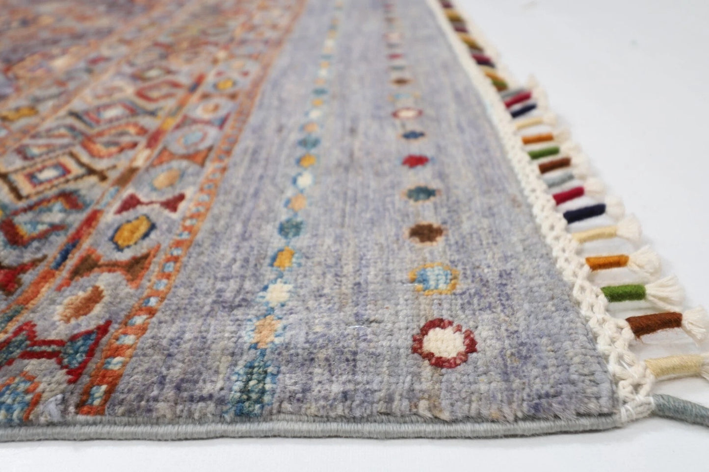 179 x 250 cm | Blueish Grey Afghan Tribal Hand Knotted Veg Dye Wool Carpet