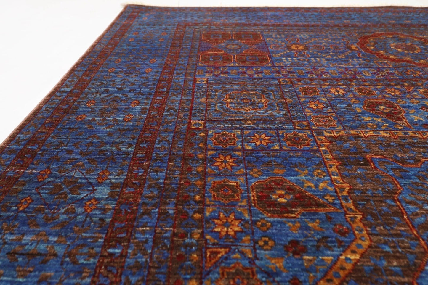 174 x 245 cm | Mamluk Afghan Tribal Hand Knotted Veg Dye Wool Carpet