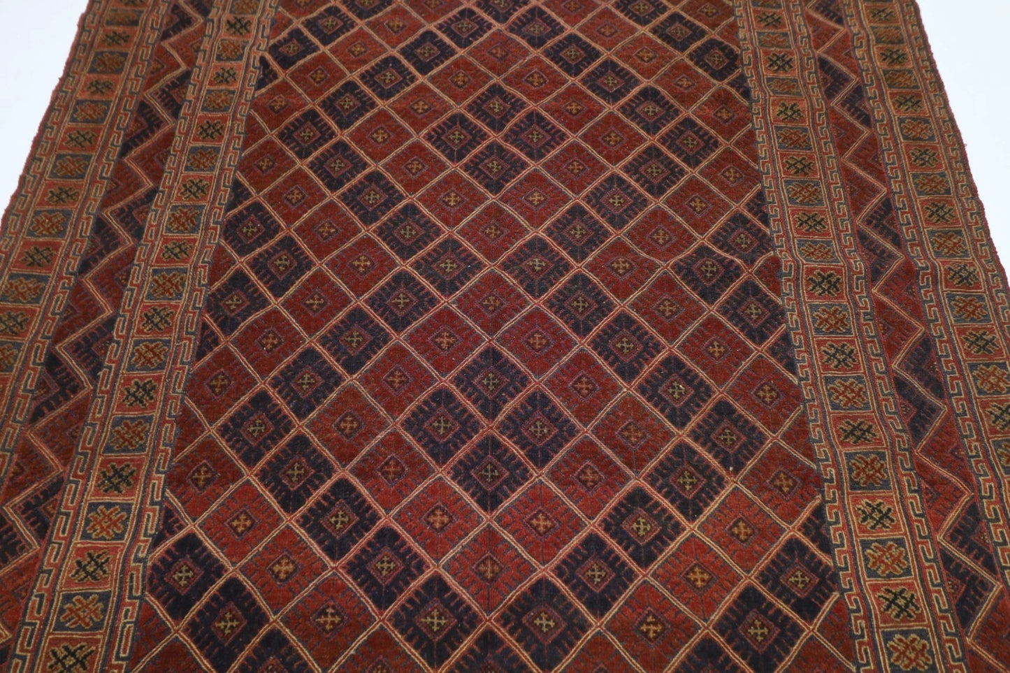 196 x 248 cm | Vintage Afghan Tribal Hand Knotted Veg Dye Wool Carpet