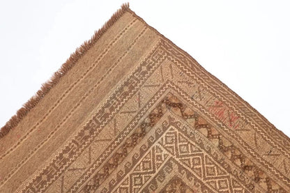 186 x 263 cm | Barjesta Beige Flat Weaved Afghan Tribal Hand Knotted Carpet Kilim