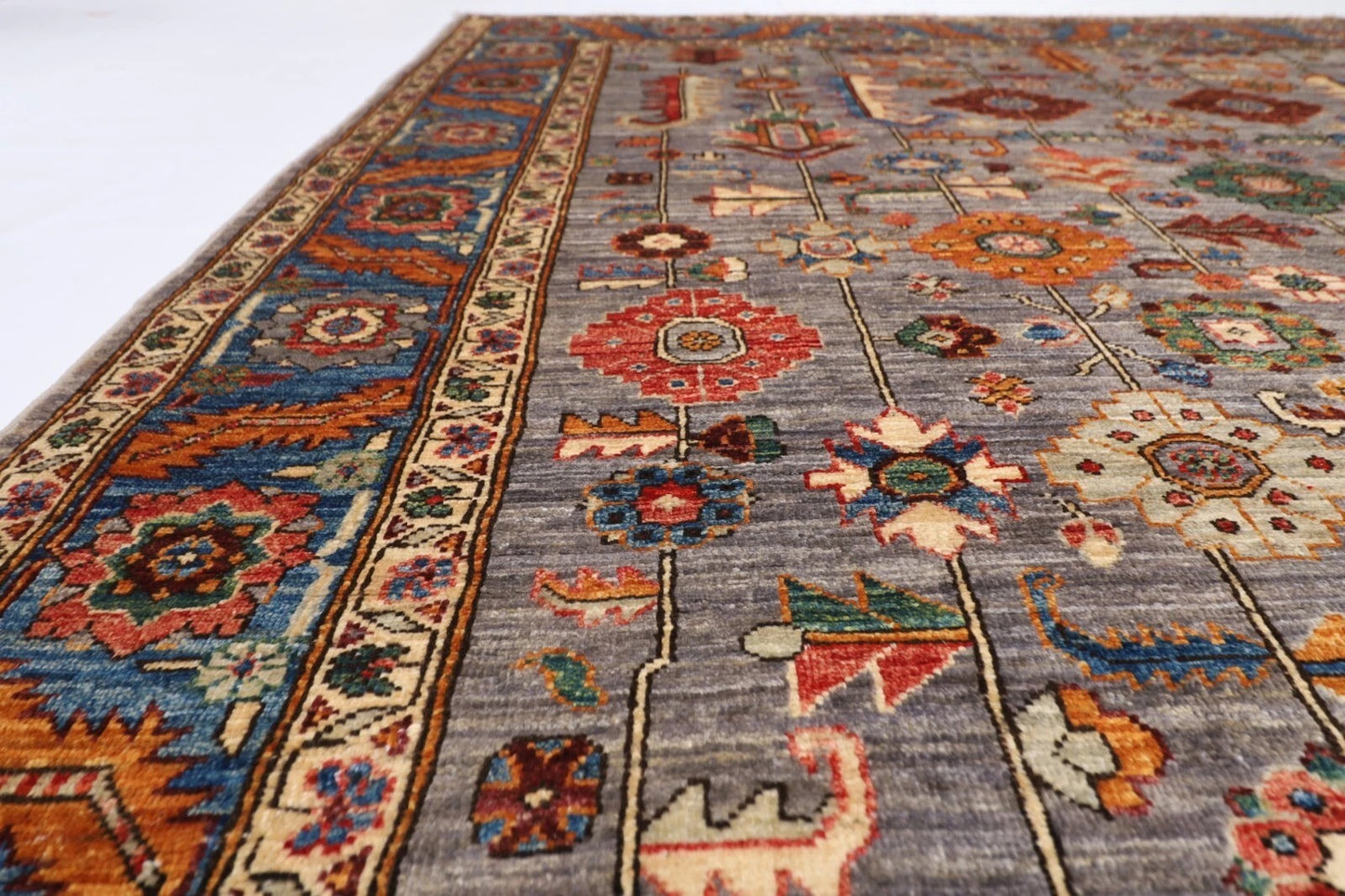188 x 273 cm |  Bidjar Gray Afghan Tribal Hand Knotted Veg Dye Wool carpet