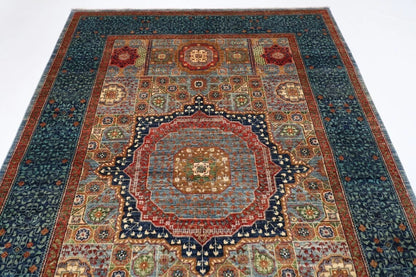 188 x 271 cm |  Mamluk Blue Afghan Tribal Hand Knotted Veg Dye Wool carpet