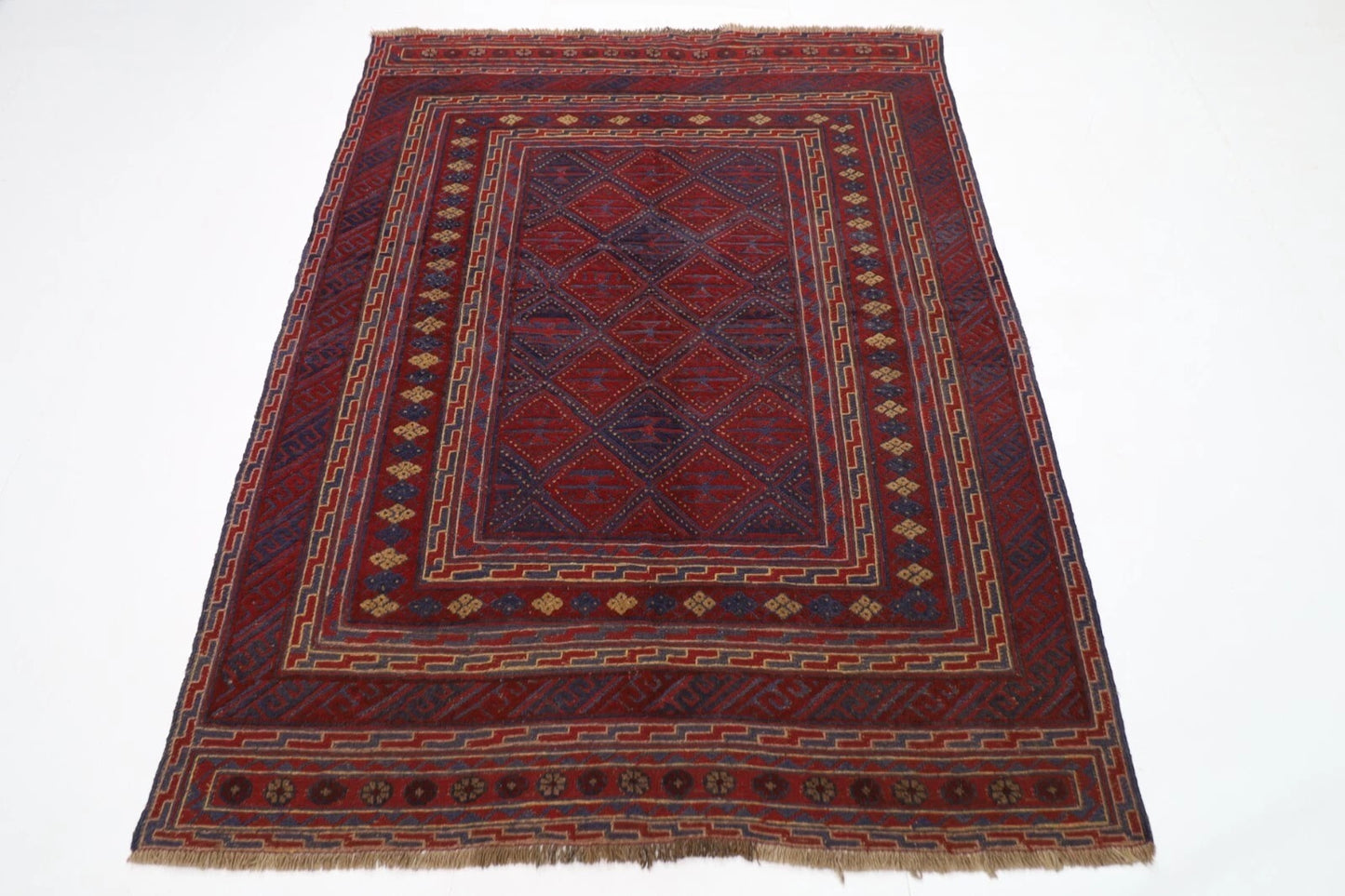 149 x 190 cm | Accent Afghan Tribal Hand Knotted Veg Dye Wool Carpet