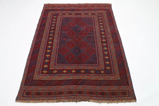 149 x 190 cm | Accent Afghan Tribal Hand Knotted Veg Dye Wool Carpet