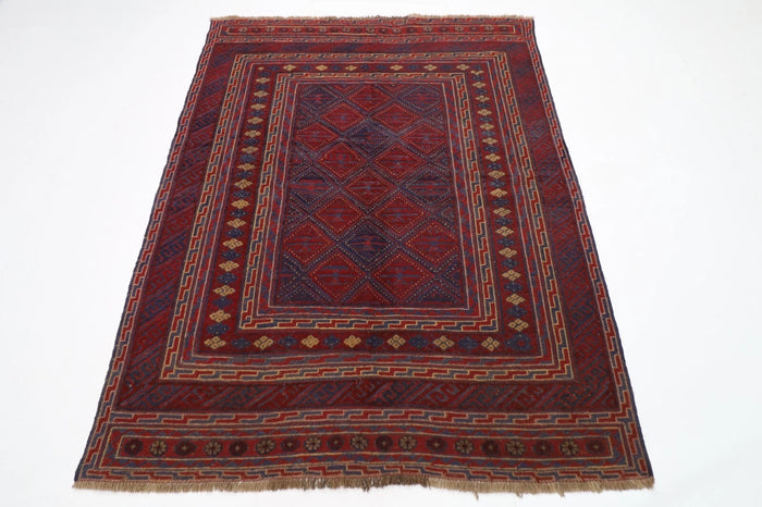149 x 190 cm | Accent Afghan Tribal Hand Knotted Veg Dye Wool Carpet