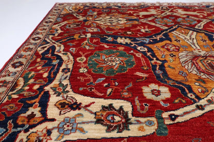 184 x 273 cm |  Red Afghan Tribal Hand Knotted Veg Dye Wool carpet