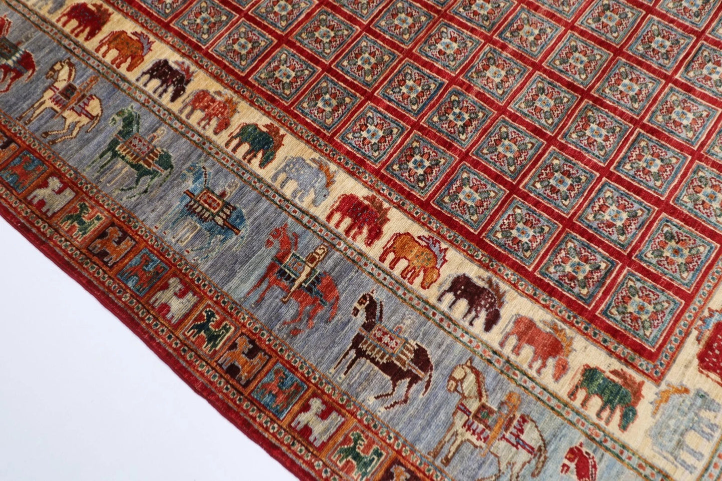 172 x 246 cm | Pazyryk Afghan Tribal Hand Knotted Veg Dye Wool Carpet