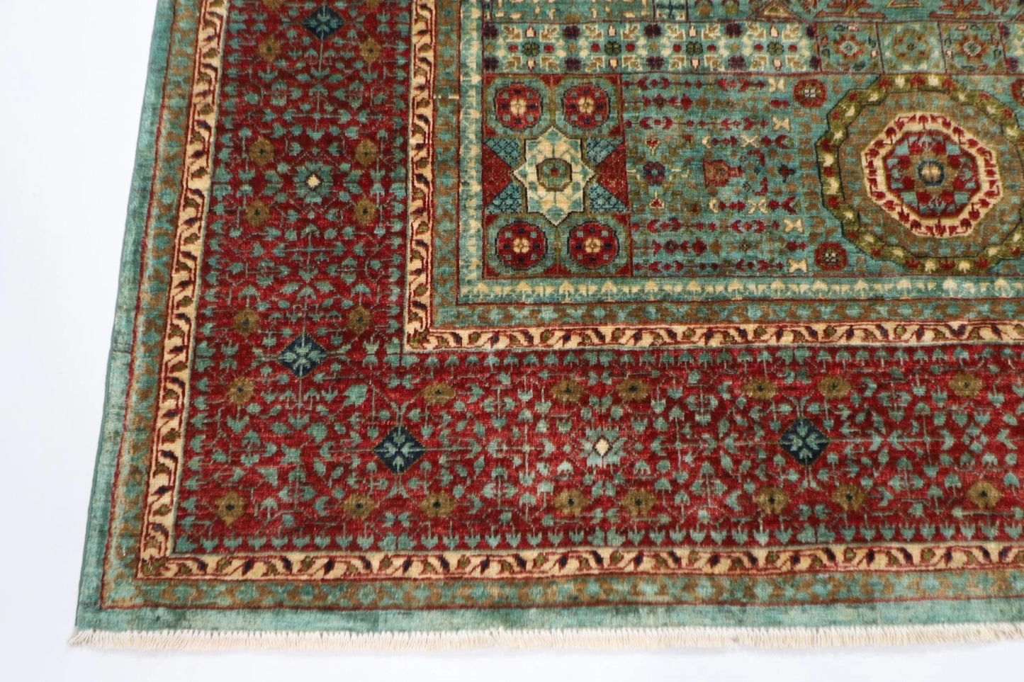 179 x 241 cm | Mamluk Afghan Tribal Hand Knotted Veg Dye Wool Carpet