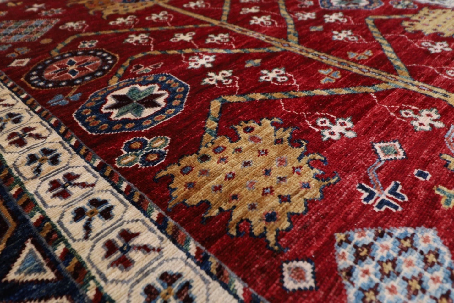 152 x 203 cm | Afghan Tribal Hand Knotted Veg Dye Wool Carpet