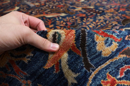 354 x 539 cm | Birds Navy Blue Handmade Large Size Afghan Area Rug Hand Knotted Carpet Living Room Rug