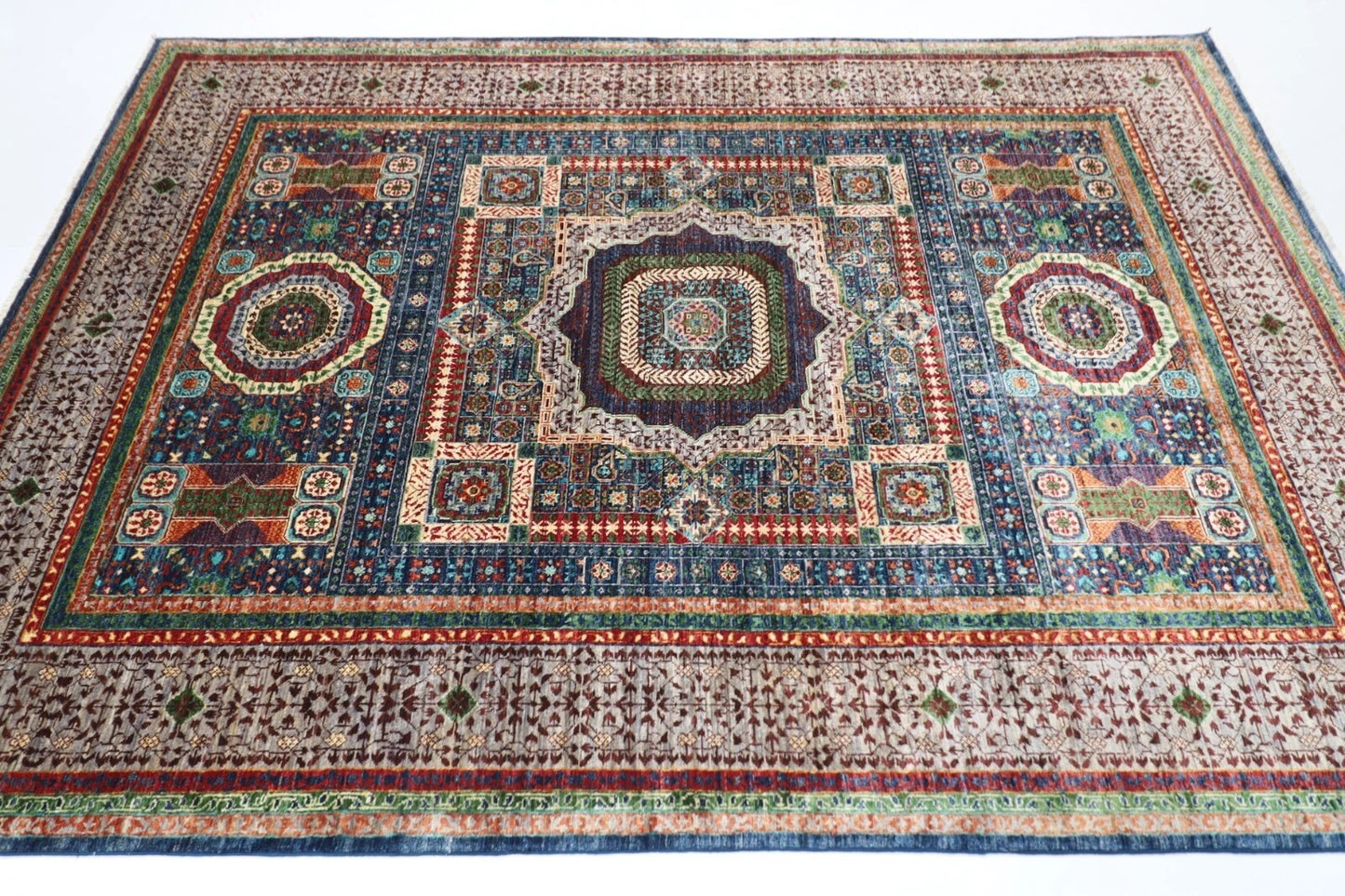 175 x 242 cm | Mamluk Afghan Tribal Hand Knotted Veg Dye Wool Carpet