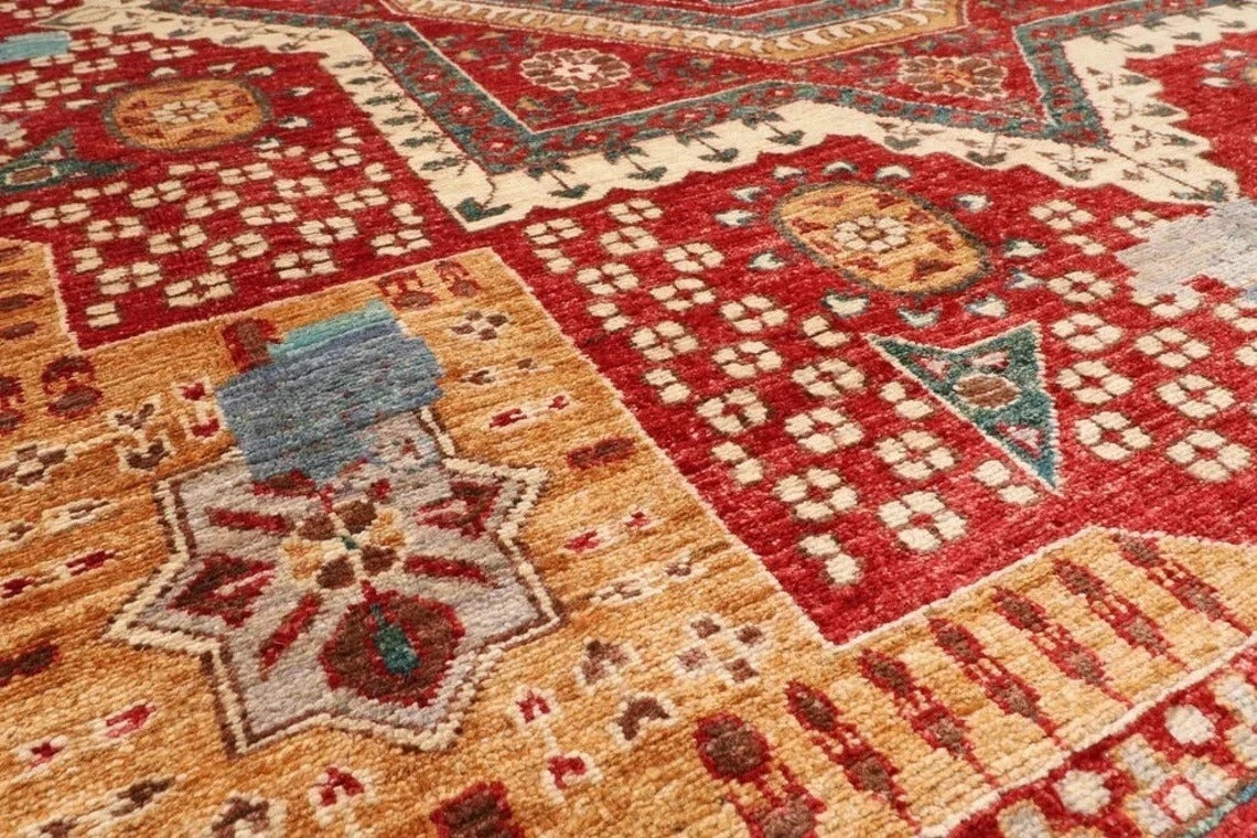 279 x 369 cm | Abstract Mamluk Afghan Hand Knotted Carpet