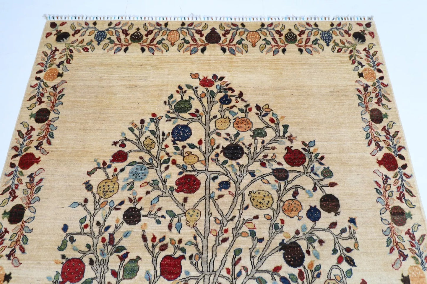 176 x 245 cm | Beige Afghan Tribal Hand Knotted Veg Dye Wool Carpet