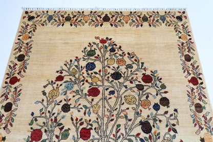 176 x 245 cm | Beige Afghan Tribal Hand Knotted Veg Dye Wool Carpet