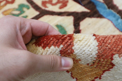 173 x 240 cm | Tree Afghan Tribal Hand Knotted Veg Dye Wool Carpet